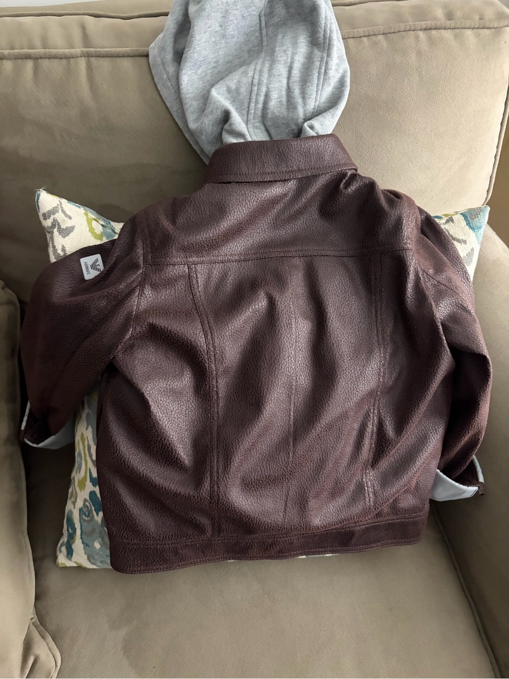 Giorgio Armani Kids Brown Bomber Jacket with Gray Hood